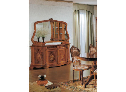 Cómodas Muebles italianos Macizos Espejo 2 piezas Cómoda Aparador Armario Madera