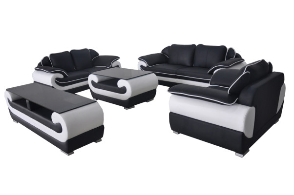 Sofá de cuero conjunto de sofá de cuero sofá de diseño tapizado completo juego de 4 piezas 3+2+1 con USB