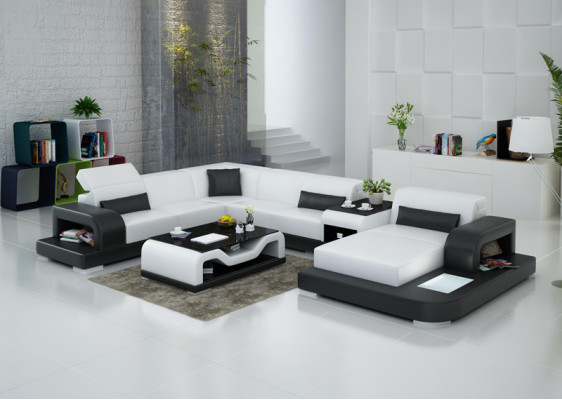 Sofá de cuero Sofá de esquina Sofá de diseño de salón Sofá de esquina Conjunto de sofás modernos G8006