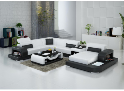 Sofá de cuero Sofá de esquina Sofá de diseño de salón Sofá de esquina Conjunto de sofás modernos G8006