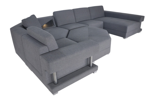 Sofá de esquina esquina sofá salón paisaje sofá de diseñador textil + USB