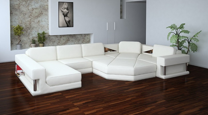 Moderno sofá esquinero con USB, tapizado de cuero, diseño de sofá, conjunto de muebles de sala de estar.