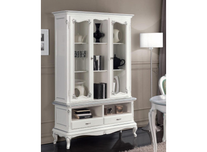 Vitrina de salón armario librería aparador muebles clásicos estanterías de madera.
