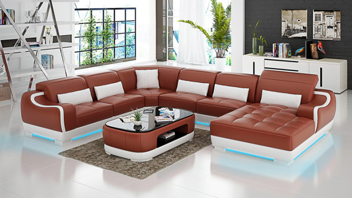 Sofá de cuero tapizado esquinero conjunto de sofás para sala de estar sofá G8025.