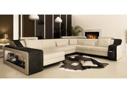 Moderno juego de muebles tapizados Esquinero de sofá Sofá en L Textil Sofás +USB