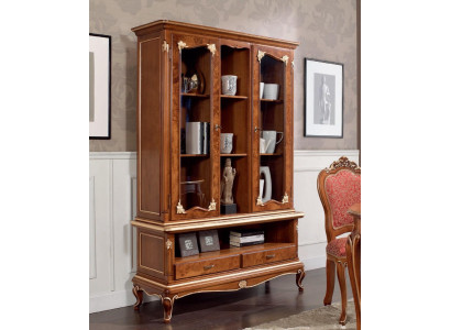 Vitrina Gabinete de vidrio Armarios Vitrinas Madera Aparador Muebles italianos Marrón