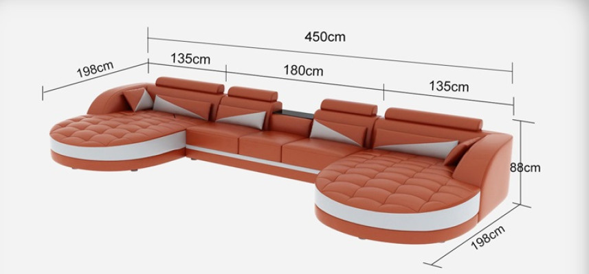 Sofá de esquina de cuero Sofá de esquina Conjunto de sofás Diseño moderno Sofás en forma de U G8018