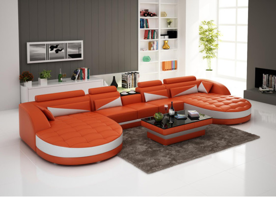 Sofá de cuero Sofá de la sala de estar Sofá en forma de L Sofá de esquina Conjunto de sofás Diseño moderno Sofá G8018D