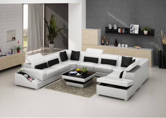 Sofá de cuero Sofá sofá paisaje de estar Sofá de esquina Conjunto de esquinas Diseño Sofá Moderno G8008