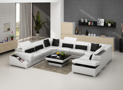 Sofá de cuero Sofá sofá paisaje de estar Sofá de esquina Conjunto de esquinas Diseño Sofá Moderno G8008