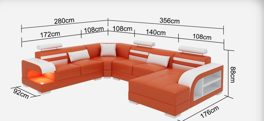 Moderna elegancia Sofá esquinero en forma de U en un diseño de cuero exquisito.