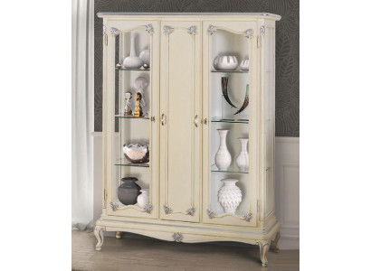 Vitrina blanca Gabinete de vidrio Diseño Armario clásico Muebles de madera de lujo Vitrinas Nuevas