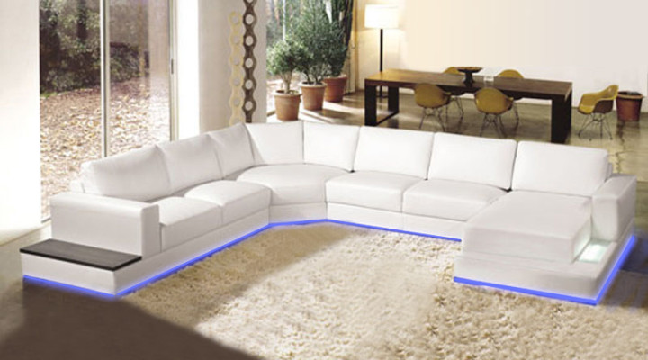 Diseño moderno de sofá de cuero conjunto de salón sofá esquinero sofá con USB.