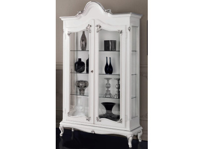 Vitrine Blanca Armario de vidrio Diseño Armario clásico de lujo de madera Nuevo