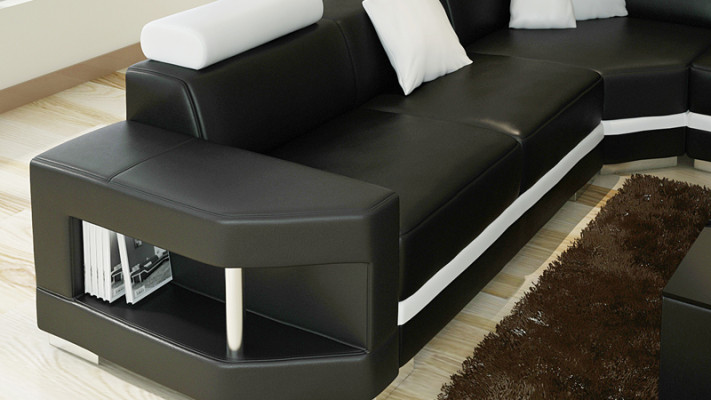 Sofá de cuero sofá sofá conjunto de esquina de diseño de sofá moderno con USB
