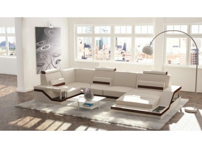 Conjunto de salón sofá + USB tapizado asiento sofá de esquina textil cuero sofás