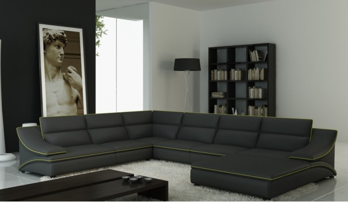 Sofá esquinero de cuero Sofá tapizado Conjunto de sofás seccional Sofá Asiento Esquinero Forma en U EltmannG