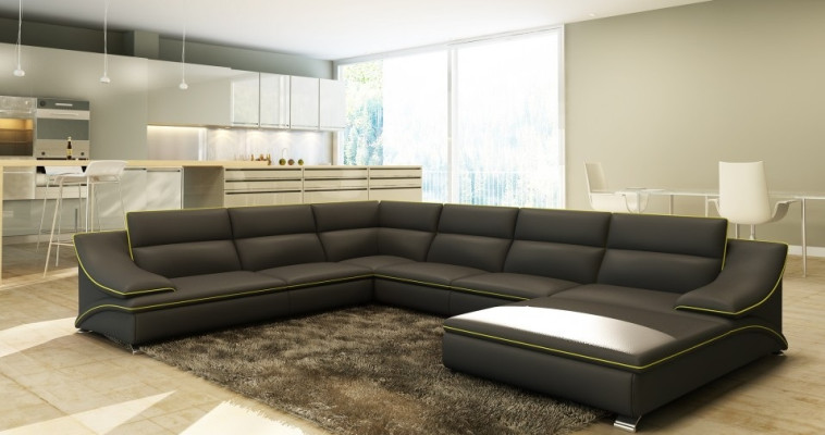 Sofá esquinero de cuero Sofá tapizado Conjunto de sofás seccional Sofá Asiento Esquinero Forma en U EltmannG