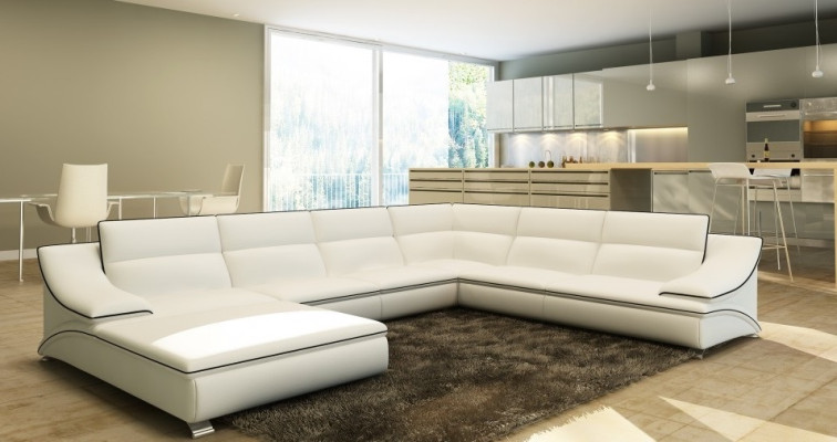 Sofá esquinero de cuero Sofá tapizado Conjunto de sofás seccional Sofá Asiento Esquinero Forma en U EltmannG