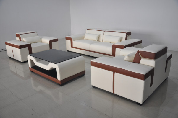 Sofá sofá 3+2+1 tapizado cuero tela Sofás + mesa Conjunto completo Nuevo