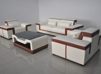 Sofá sofá 3+2+1 tapizado cuero tela Sofás + mesa Conjunto completo Nuevo
