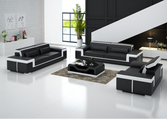 Sofá sofá 3+2+1 tapizado cuero tela Sofás + mesa Conjunto completo Nuevo
