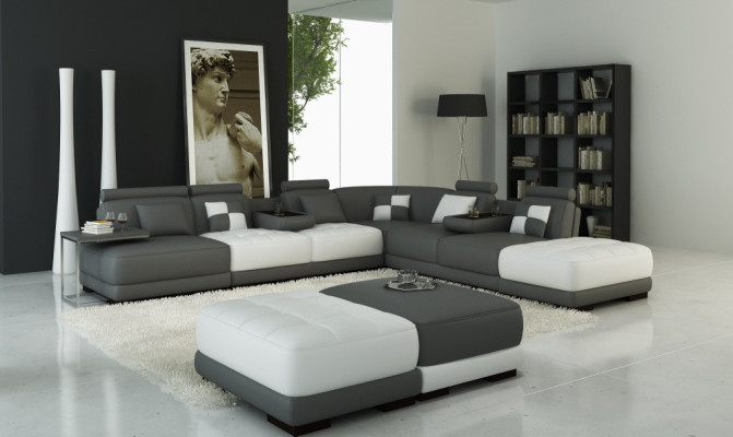 Sofá de cuero Sofá conjunto de sala de estar Sofá de esquina Sofá moderno Diseño Nuevo A1147