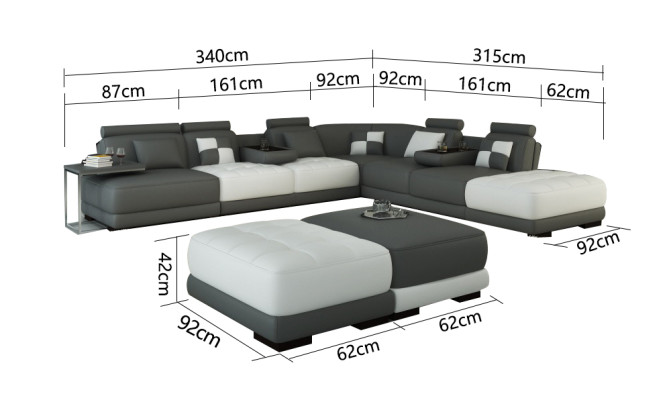Sofá de cuero Sofá conjunto de sala de estar Sofá de esquina Sofá moderno Diseño Nuevo A1147
