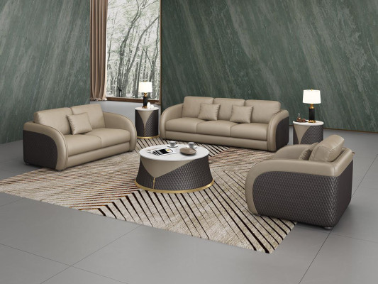 Juego de sofás de cuero de diseñador, sofá, tapicería, conjunto de 6 piezas. Conjunto de mesa de centro.