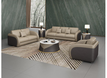 Juego de sofás de cuero de diseñador, sofá, tapicería, conjunto de 6 piezas. Conjunto de mesa de centro.