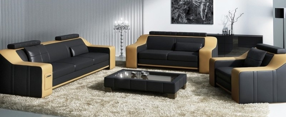 Sofá de cuero Set Sofá Sofá Asiento Acolchado Salón Set de sofás 3+2+1 Sofás HuttenG