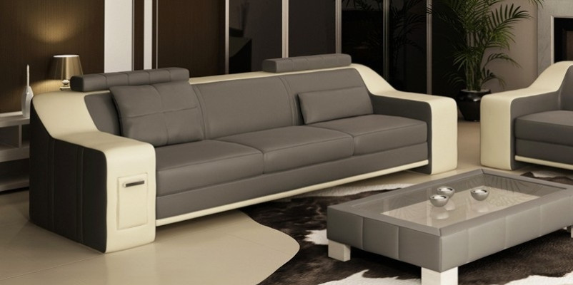 Sofá de cuero Set Sofá Sofá Asiento Acolchado Salón Set de sofás 3+2+1 Sofás HuttenG