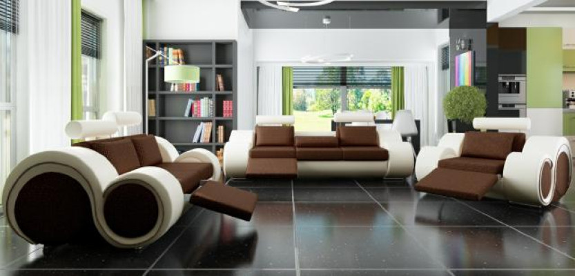 Conjunto de sofá de diseñador 3+2+1 con USB, Tapicería de sofá Conjuntos de sofá marrón Set.