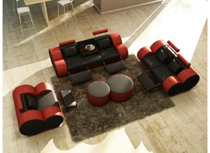 Sofá de cuero de 3 plazas + 2 plazas + 1 plaza con USB, sofá relax, conjunto de sofás, conjunto de tapicería MADRID.