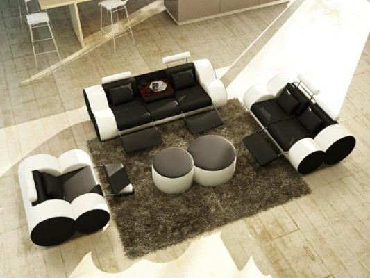 Sofá de cuero de 3 plazas + 2 plazas + 1 plaza con USB, sofá relax, conjunto de sofás, conjunto de tapicería MADRID.