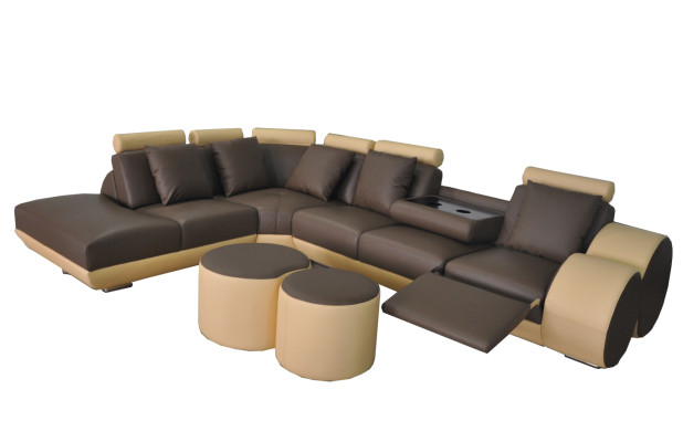 XXL Sofá Grande Eck Sofa de Cuero Juego de Esquina Paisaje Tapicería Sala Forma en L