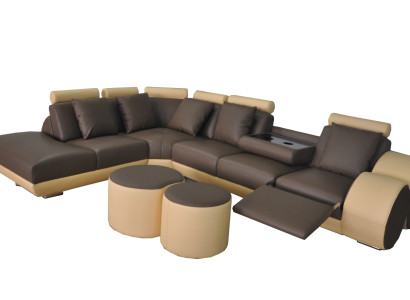 XXL Sofá Grande Eck Sofa de Cuero Juego de Esquina Paisaje Tapicería Sala Forma en L