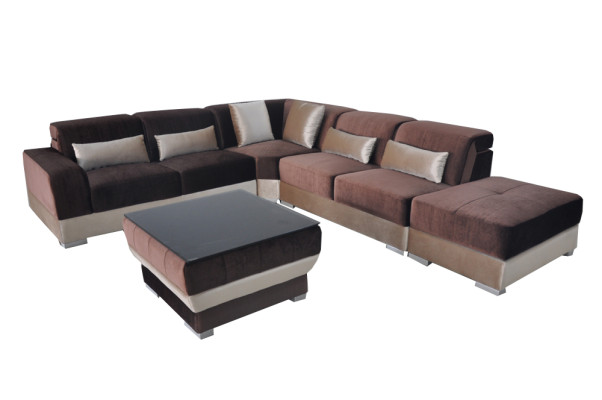 Sofá de esquina, sofá tapizado, asiento de esquina, juego de sillones de cuero, mesa, paisaje de sala de estar