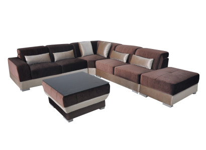Sofá de esquina, sofá tapizado, asiento de esquina, juego de sillones de cuero, mesa, paisaje de sala de estar