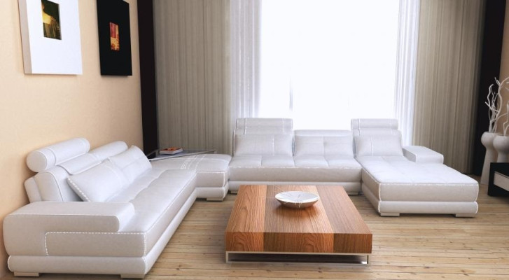 Sofá esquinero sofá sofá paisaje de vida sofá de cuero XXL Sofás de diseñador Wolfhagen Blanco