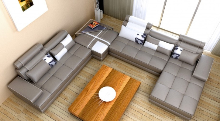 Sofá esquinero sofá sofá paisaje de vida sofá de cuero XXL Sofás de diseñador Wolfhagen Blanco