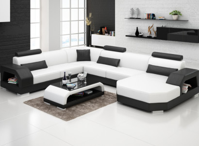 Sofá de cuero Sofá Sofá modular Sofá de esquina Conjunto de esquinas Diseño Sofá moderno con USB