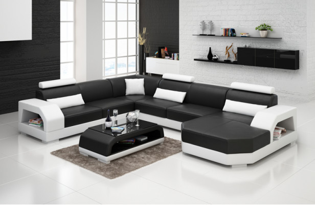 Sofá de cuero Sofá Sofá modular Sofá de esquina Conjunto de esquinas Diseño Sofá moderno con USB
