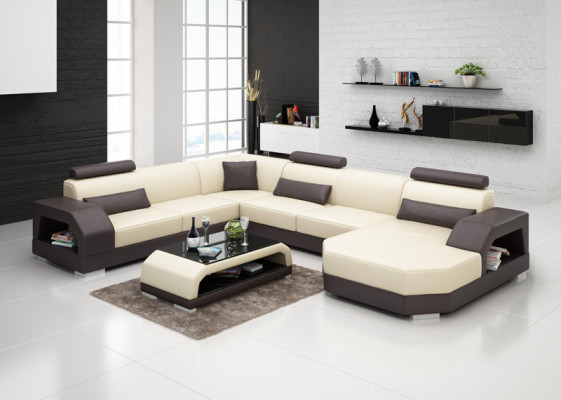 Sofá de cuero Sofá Sofá modular Sofá de esquina Conjunto de esquinas Diseño Sofá moderno con USB