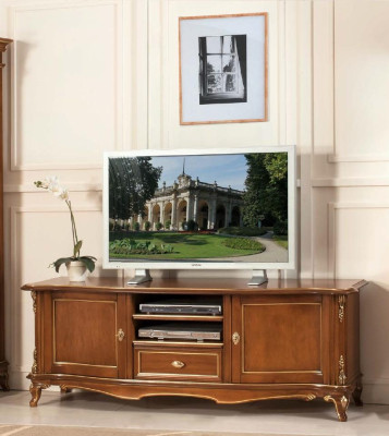 Mueble de TV RTV para salón, diseño de estantería de madera marrón, estantes, bajo italiano, nuevo.