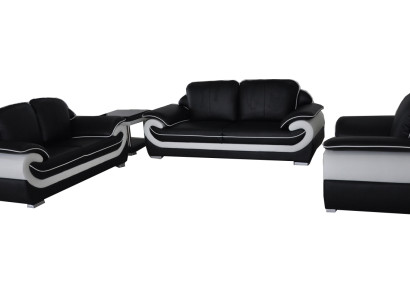 Sofá Sofá Grupo Completo Conjunto de Cuero de 3+2+1 + USB Nuevo Acolchado