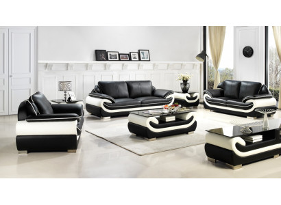 Sofá de cuero de 3 plazas + 2 plazas + 1 plaza con almohadones y USB, conjunto de sofás.