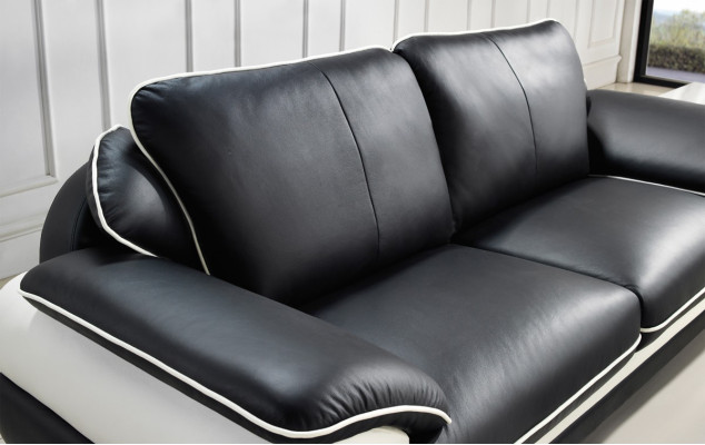 Sofá de cuero de 3 plazas + 2 plazas + 1 plaza con almohadones y USB, conjunto de sofás.