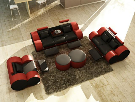 Sofá de cuero 3+2+1 con USB, sofá relax, juego de sofás, conjunto de sofá, conjunto de tapicería.