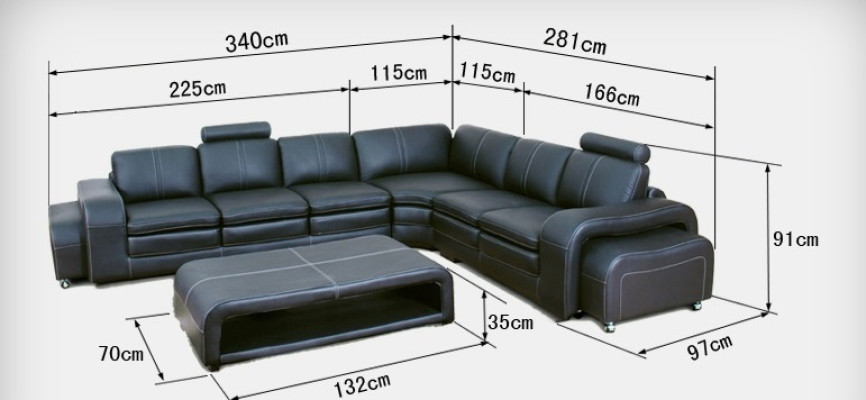 Sofá de cuero en forma de L para salón, diseño de conjunto de esquina A1109B.